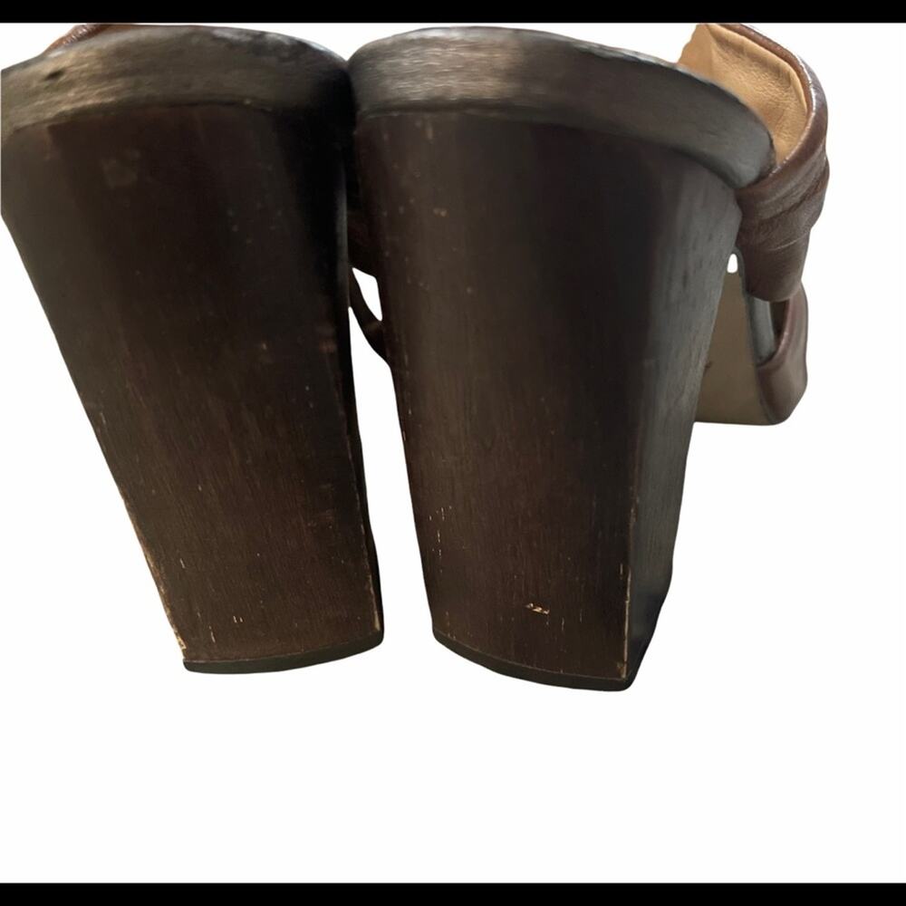 Aldo Brown Leather Slide On Block Heels - Picture 6 of 6